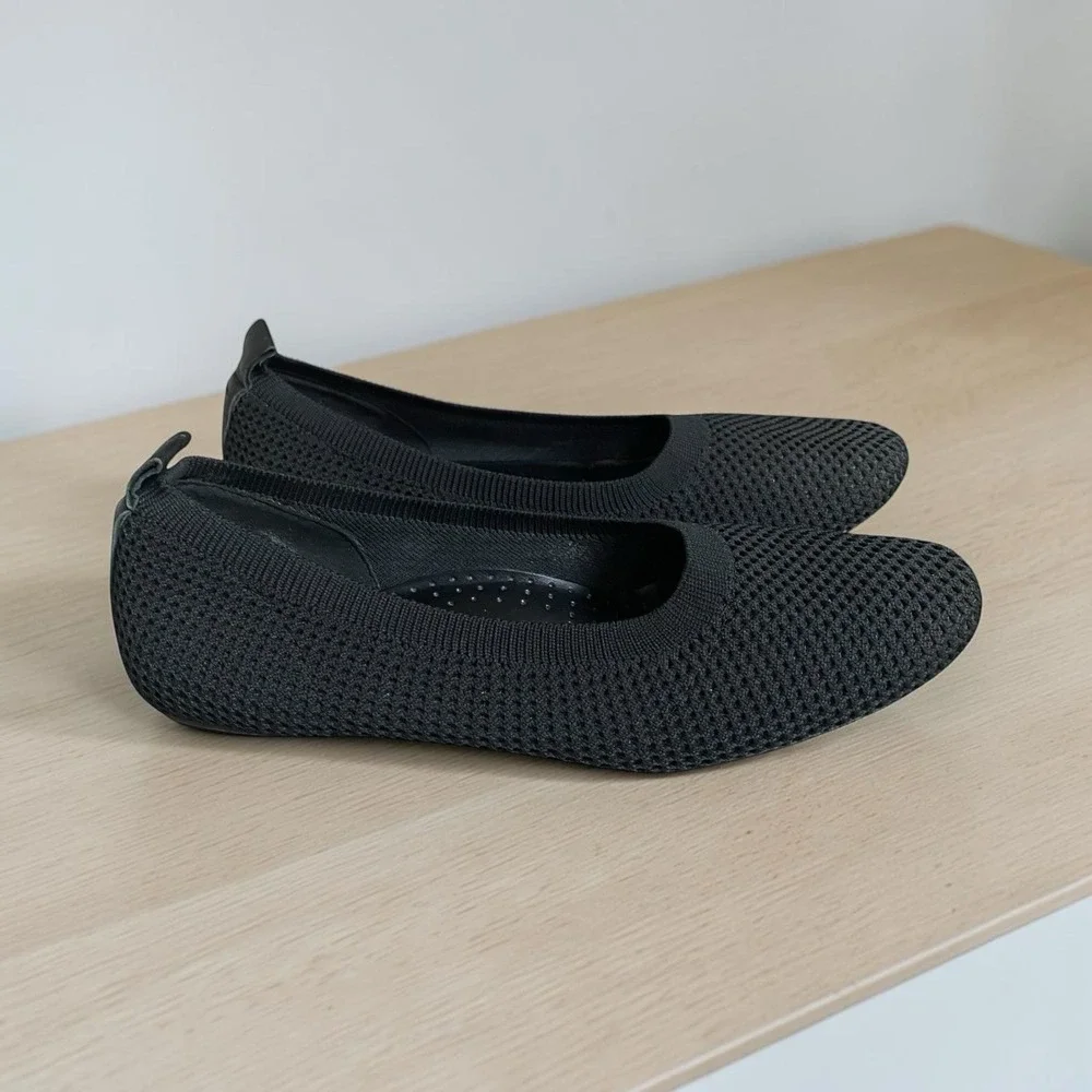 Vaneli Black Knit Ballet Flats Sz 9N Stretch Slip On Lightweight Flexible